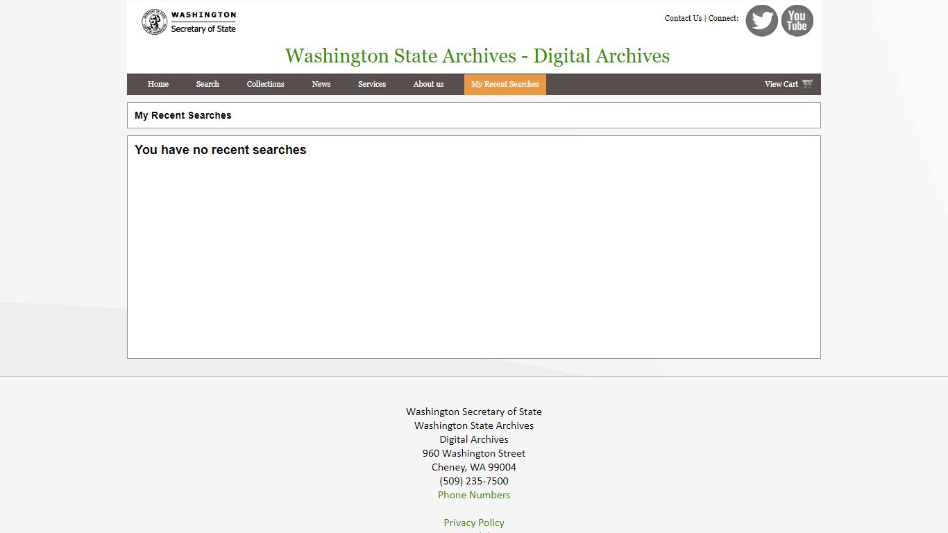 My Recent Searches - Washington State Digital Archives